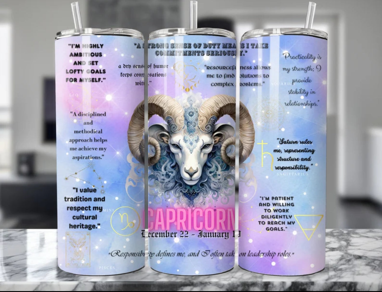Zodiac Sign Affrimation Tumbler-20 oz