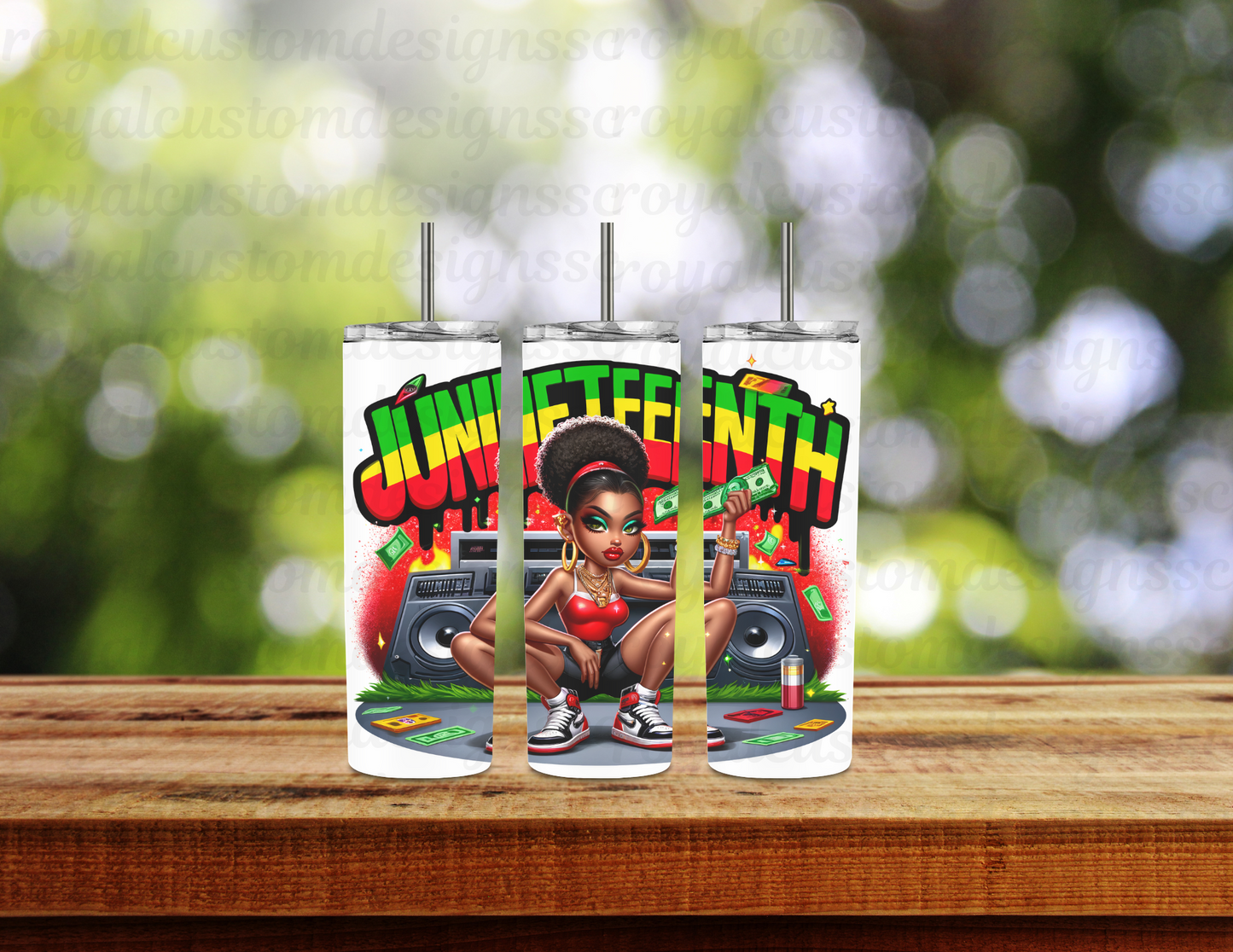 Juneteenth Boom Box Girl Tumbler 20oz
