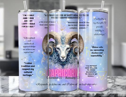 Zodiac Sign Affrimation Tumbler-20 oz